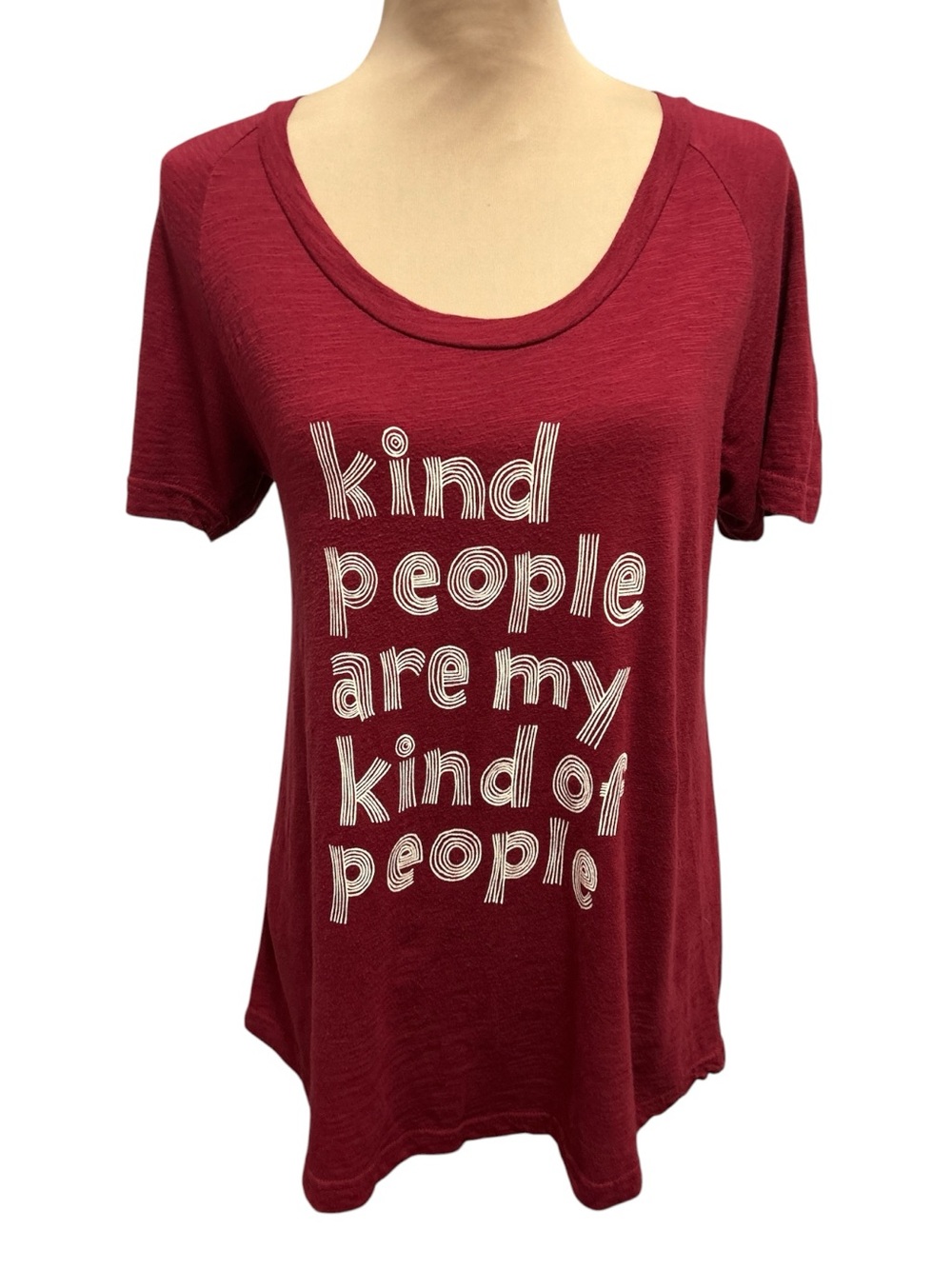 Natural Life Tee Round Neck Shirt Kind People Graphic Print Quote Red Sz Medium